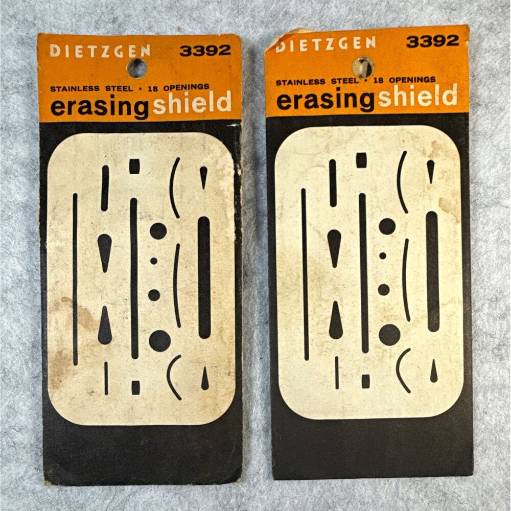 Dietzgen 3392 Stainless Steel Erasing Shield Templates, Lot of 3, 18 Openings